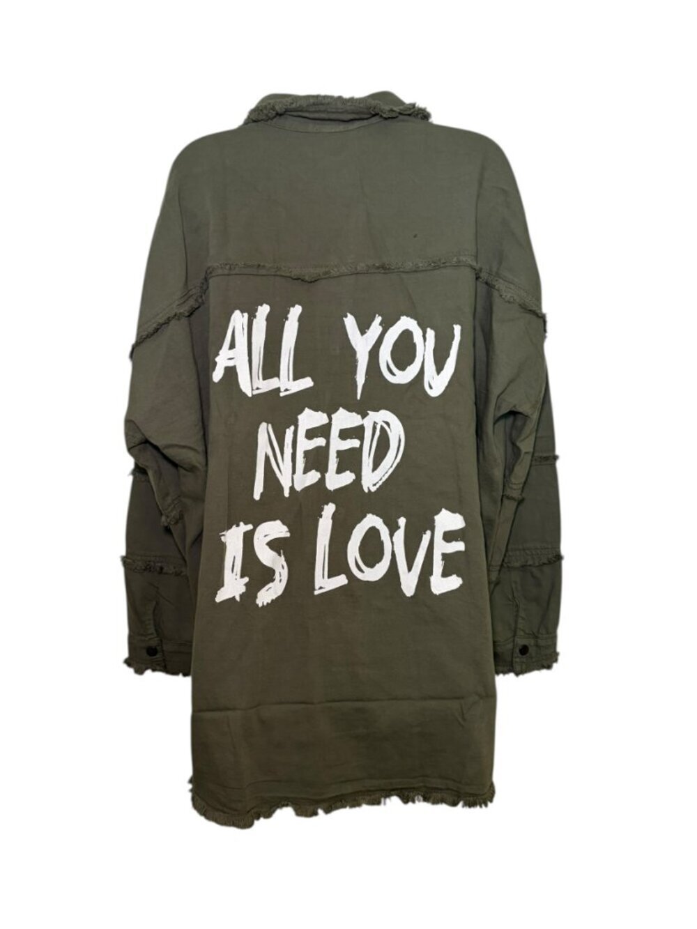 Elan Dawn Jacket Olive Green Frayed Utility Shirt Jacket L NWT - Picture 3 of 8